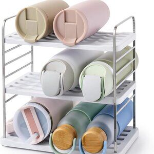 UpSpace Water Bottle and Travel Mug Cabinet Organizer, Adjustable Storage Rack